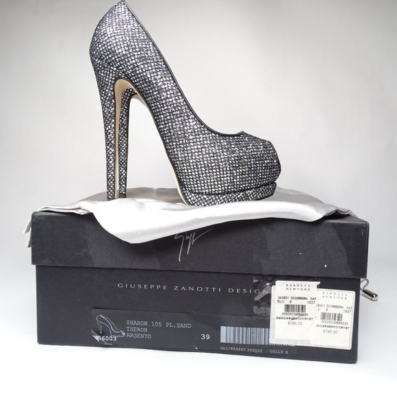 GIUSEPPE ZANOTTI Sharon 105 Glitter Peep Toe Pumps - Picture 2 of 15